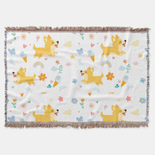 Cobertor cachorros corgis de desenho animado engraçados