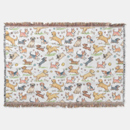 Cobertor Cachorros Fofos Brincando em Todo Lugar