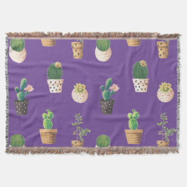 Cobertor Cacto Suculento do Deserto Verde em Potes