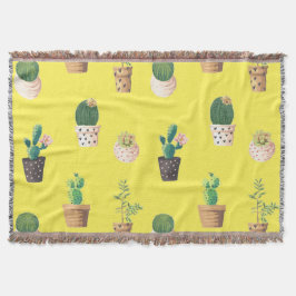 Cobertor Cacto Suculento do Deserto Verde em Potes