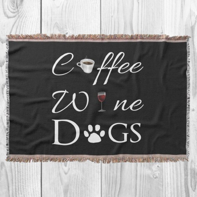 Cobertor Cães de Vinho Café Jogam Banheira (Coffee Wine Dog Throw Blanket)