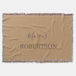 Cobertor Caligrafia monograma marrom minimalista profission