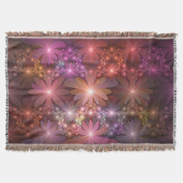 Cobertor Cama De Flores Colorida Abstrata Arte Fractal Bril (Frente)