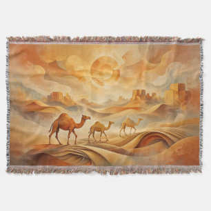 Cobertor Camelos do Deserto ao Nascer do Sol Areias Mutante
