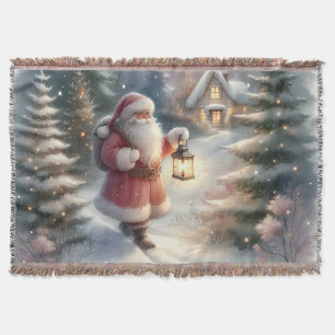 Cobertor Caminhada da Lanterna de Papai Noel Cena da Cabana