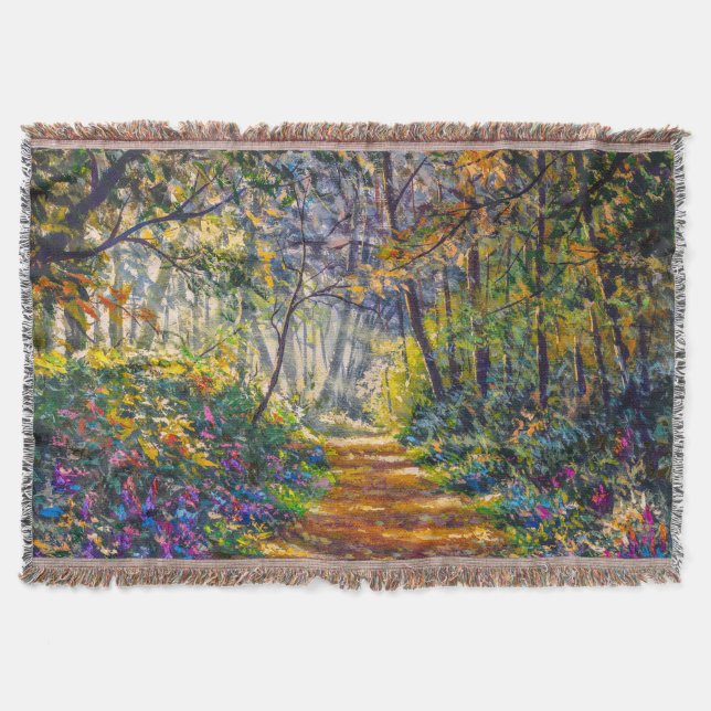 Cobertor Caminho do Impressionismo: Aquarela da Floresta Su (Frente)