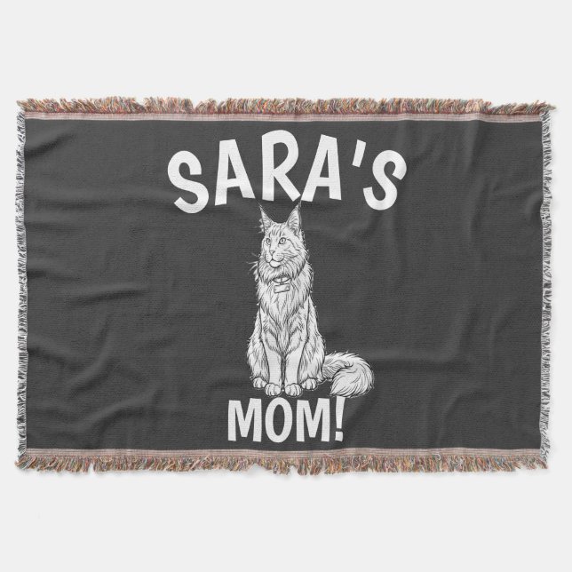 Cobertor Camisa de Mãe de Gato, Personalizar, Maine Coon, C (Frente)