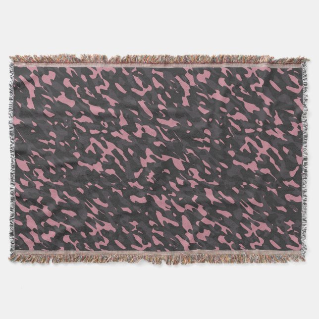 Cobertor camuflagem abstrata rosa e cinza (Frente)