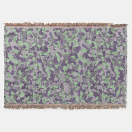 Cobertor camuflagem abstrata verde e roxa
