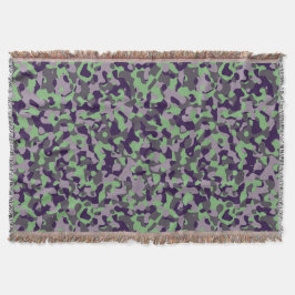 Cobertor camuflagem abstrata verde e violeta desbotada