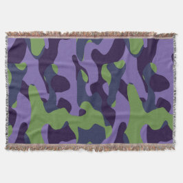 Cobertor Camuflagem abstrata verde roxo e azul