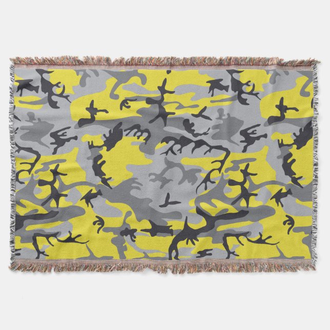 Cobertor Camuflagem Amarela e Cinza, Militar, Exército (Frente)