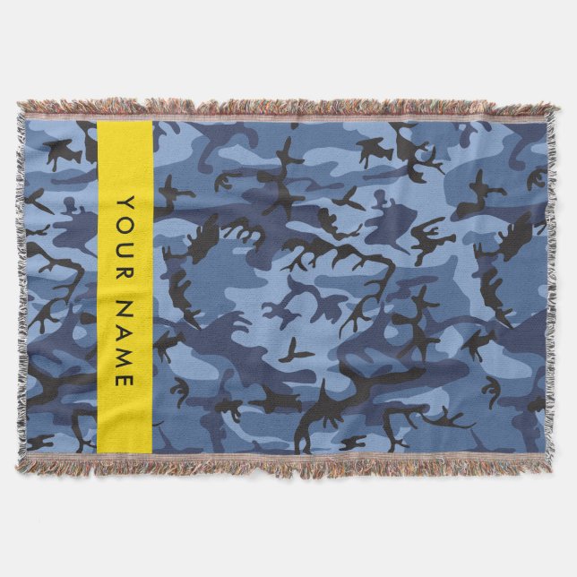 Cobertor Camuflagem Azul Marinho Personalize seu nome (Frente)