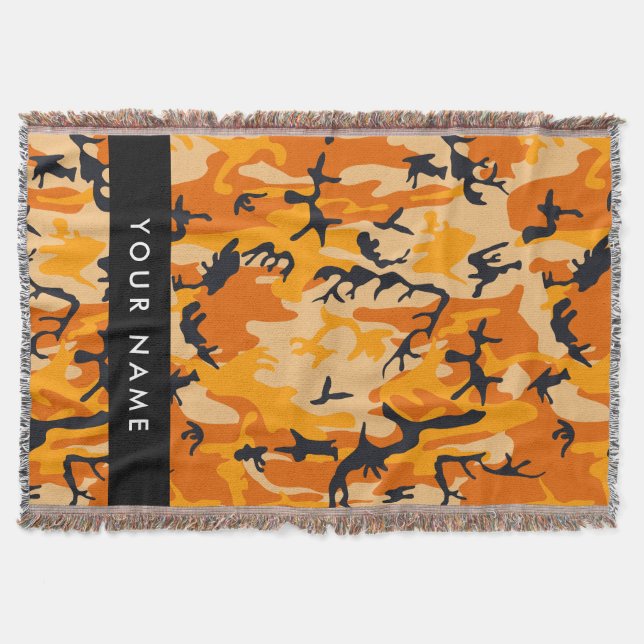 Cobertor Camuflagem Laranja Personalize seu nome (Frente)