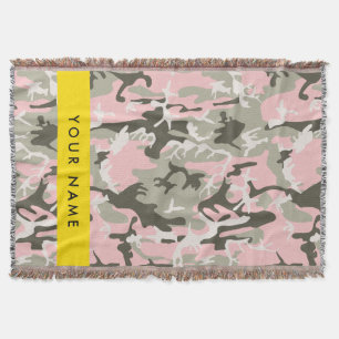 Cobertor Camuflagem Rosa e Verde Personalize seu nome