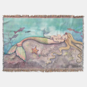 Cobertor Canção de Ninar Sereia Mãe e Bebê Arte Fantasia