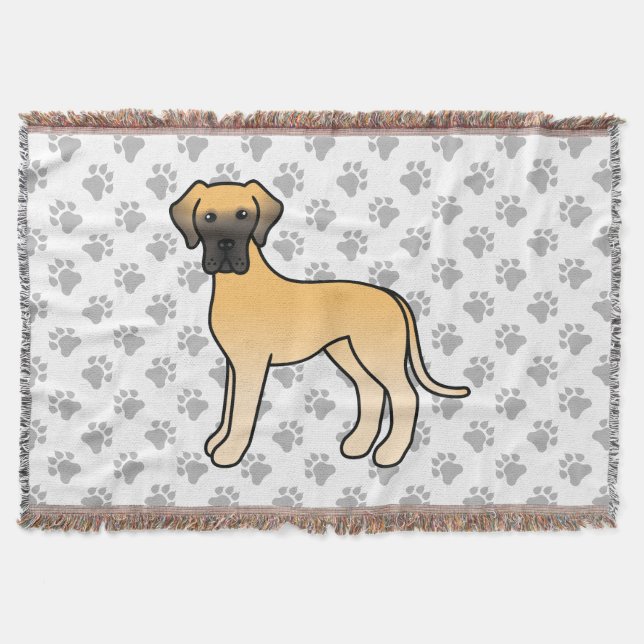 Cobertor Cão de desenho animado fofo Great Dane cor de cerv (Frente)