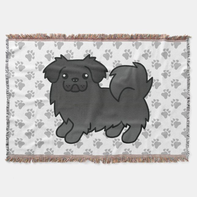 Cobertor Cão de desenho animado fofo Spaniel Tibetano preto (Frente)