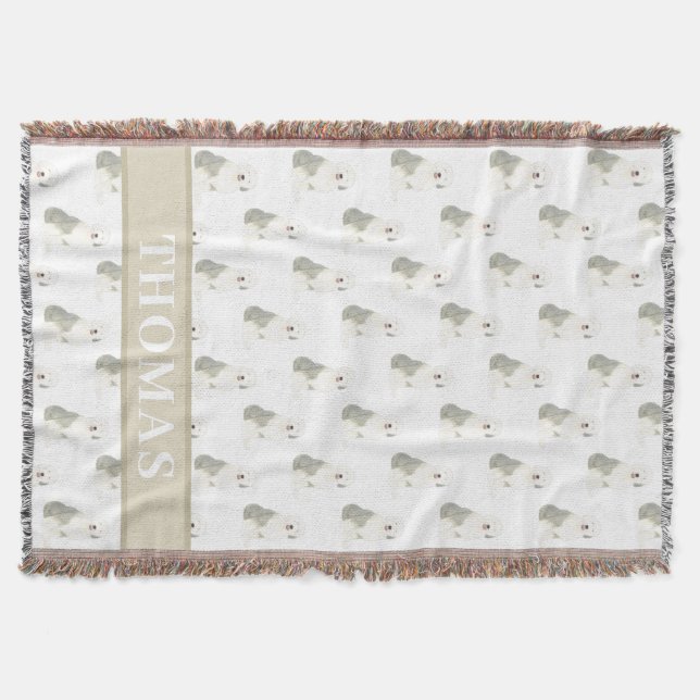 Cobertor Cão de pastor inglês antigo personalizado  (Frente)