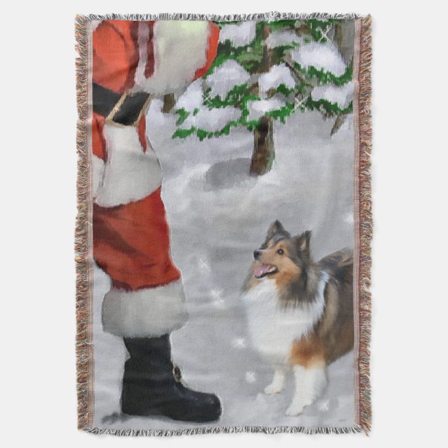 Cobertor Cão Pastor de Shetland Sheltie Natal (Frente Vertical)