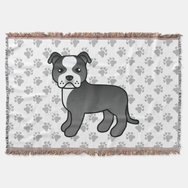 Cobertor Cão Staffordshire Bull Terrier Preto e Branco (Frente)