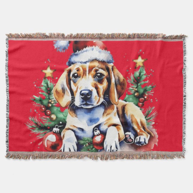 Cobertor Cãozinho bonitinho de Natal (Frente)