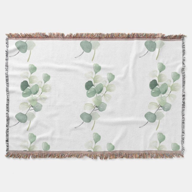 Cobertor Capa de Edredão Folhas de Eucalipto Verde Pastel (Frente)