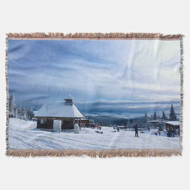 Cobertor Capela na Montanha da Neve dos Alpes (Frente)