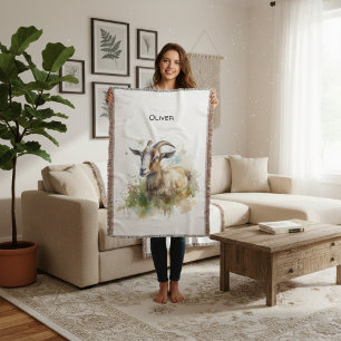 Cobertor Caprino de Aquarela, personalizado