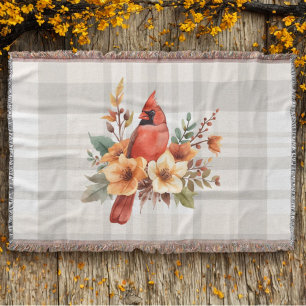 Cobertor Cardinho de Aquarela com Flores de Queda e Xadrez
