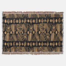 Cobertor Caribe Tribal Mudcloth: Preto, Dourado