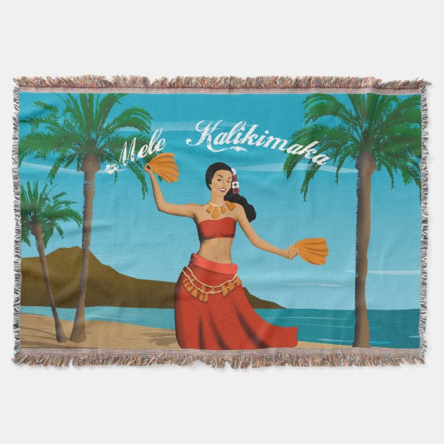 Cobertor Cartão-postal Vintage Havaiano Mele Kalikimaka (Frente)