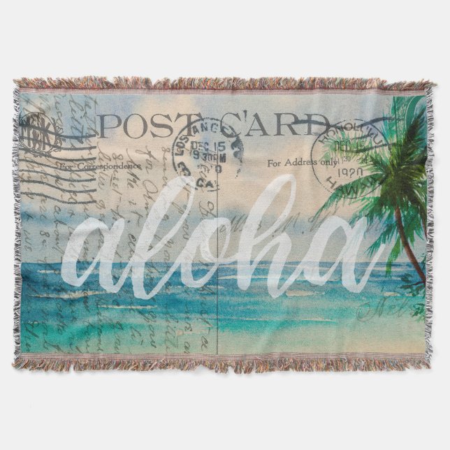 Cobertor Cartão-postal Vintage Hawaiian Palm Trees (Frente)