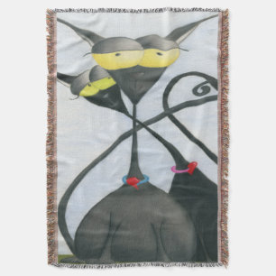 Cobertor Cartografia de Gato Negro e Cinza