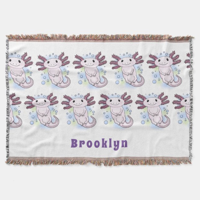 Cobertor Cartoon axolotel rosa adorável (Frente)