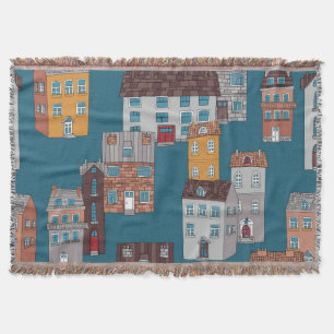 Cobertor Cartoon City Vintage Wallpaper