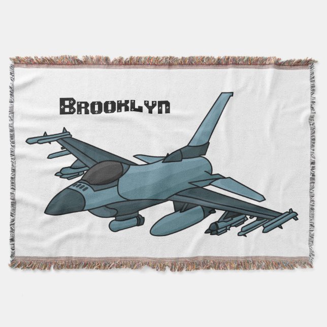 Cobertor Cartoon de avião de combate militar (Frente)