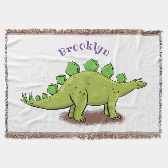 Cobertor Cartoon de dinossauros de stegossauro engraçado (Frente)