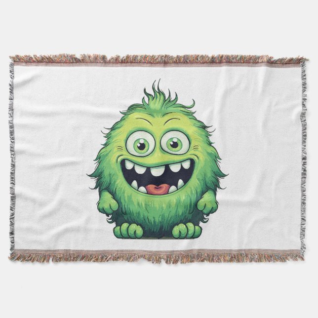 Cobertor Cartoon de Monstro Verde Sorridente (Frente)