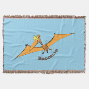 Cobertor Cartoon voador de pterodátilo, cor de laranja giro