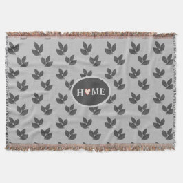 Cobertor Casa de Coração Bonito & Folhas de Louro em Cinza
