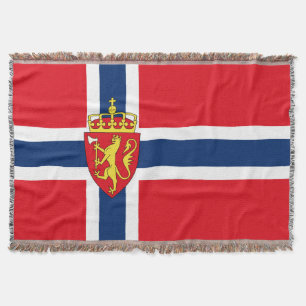 Cobertor casaco de armas da Noruega sob pavilhão da Norueg