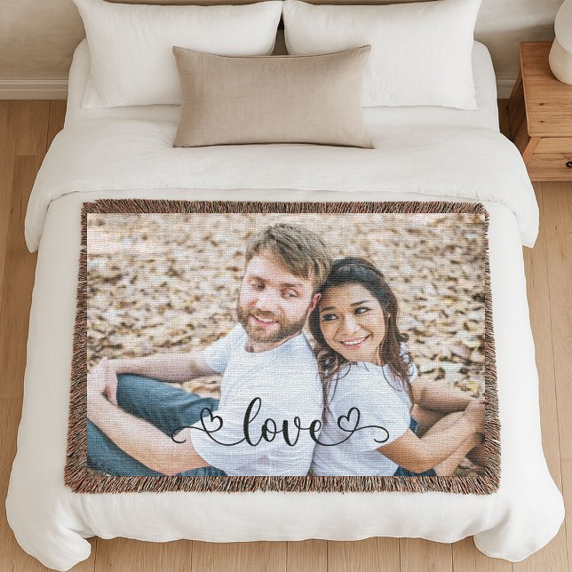 Cobertor Casal Amor Moderno Aniversário Foto Tecida (Criador carregado)
