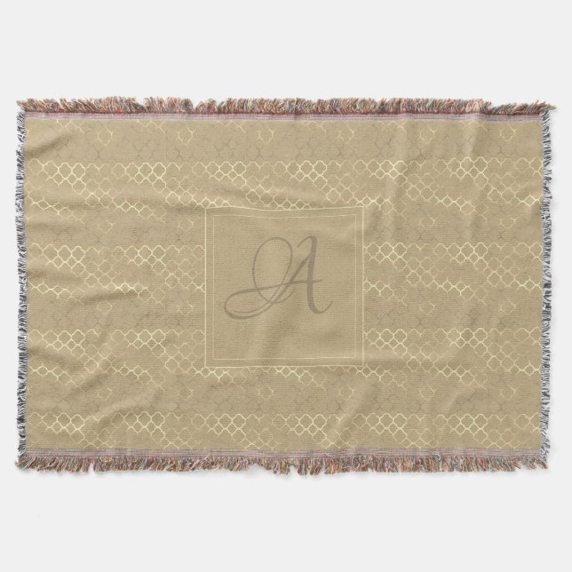 Cobertor Casamento de recém-casados com Quatrefoil Monogram (Frente)