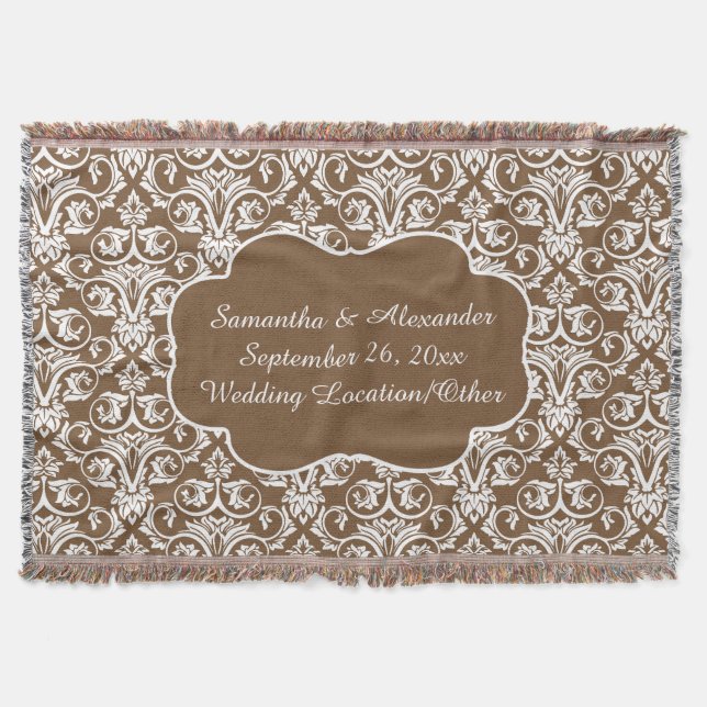 Cobertor Casamento tema damasco Personalizado/Areia Persona (Frente)