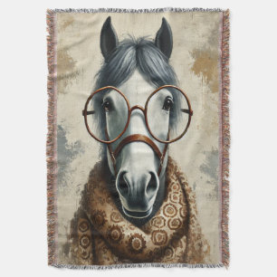 Cobertor Cavalo na moda com Óculos - Arte Venenosa Engraçad