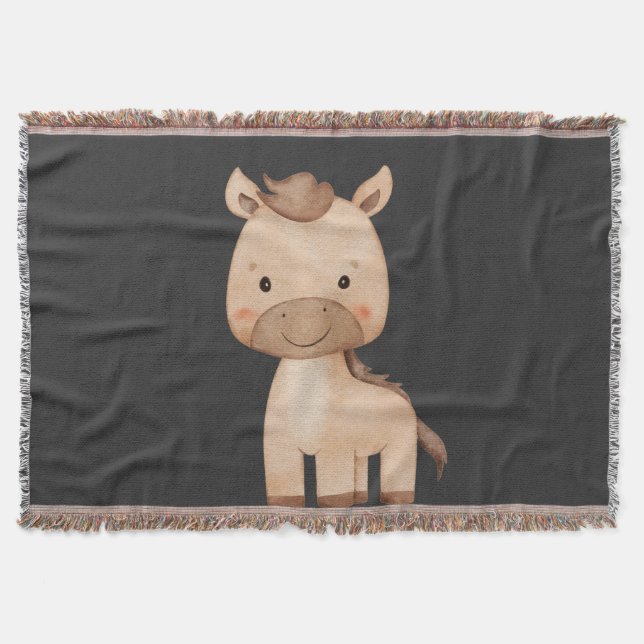 Cobertor Cavalo Preto Fofo  (Frente)