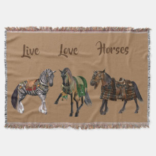 Cobertor Cavalos de Amor Vivos Jogam Cobertura