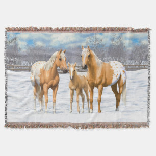 Cobertor Cavalos Palomino Appaloosa Na Neve