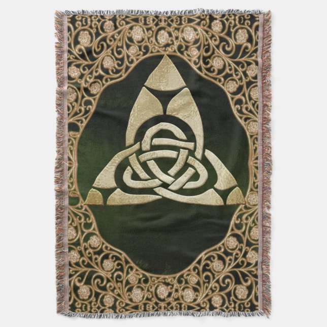 Cobertor Celtic Trinity Knot on Forest Shadows (Frente Vertical)